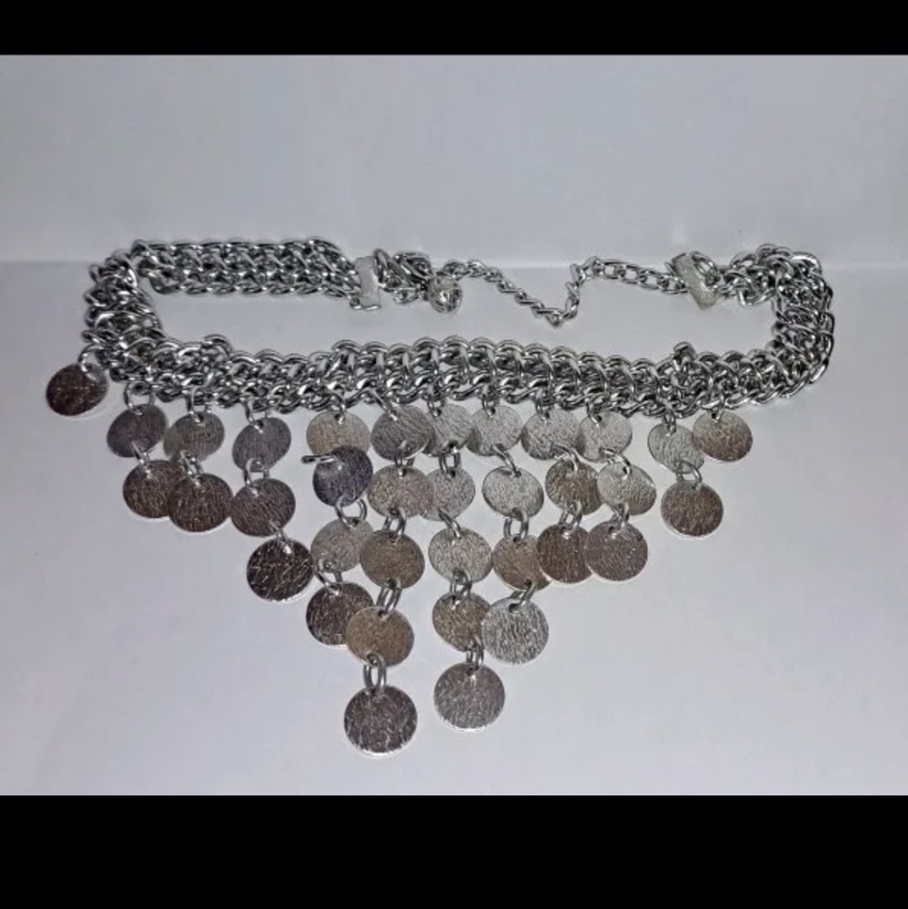 Stainless Steel Cascading Adjustable Womens Necklace 16-18 inches